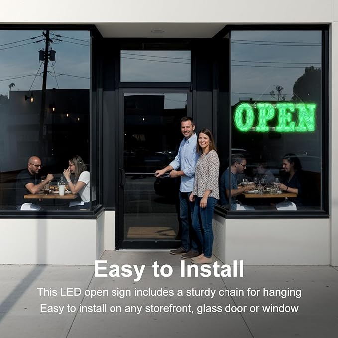 30" x 10" Large LED Open Signs with Remote Control 14 Modes Dimmable Open Sign for Business Window Stores Retail and Restaurant Green