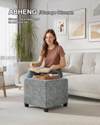 17.7 inches Chenille turfed Ottomans Cube with Storage, Metal-Framed Square Storage Ottoman Foot Rest Stool Holds 770 LB for Dorm Living Room Bedroom Gray UASN641G