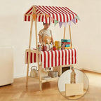 Movable Stall Display Stand, Foldable Vending Stand Kiosk Display Trolley with Canopy, Portable Food Cart, for Selling Snacks/Sweets/Toys, Multiple Colors(Green A,140 * 190cm)