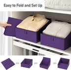DIMJ Closet Storage Bins 6 Pack - Fabric Storage Baskets for Shelves, Collapsible Clothes Organizer, Trapezoid Shelf Organization Storage Cubes for Purse, Toys, Books, Towel, Clothes, Purple