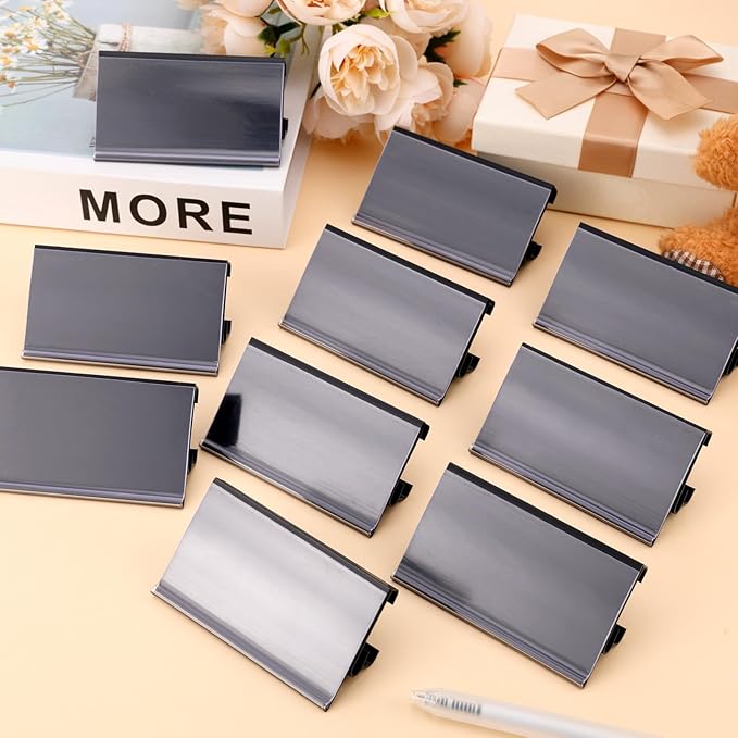 150 Pcs Wire Shelf Label Holders Plastic Wire Rack Clips 3 x 1.25 Inch Shelf Price Tags Compatible with Metro 1-1/4in Shelves for Shopping Mall Supermarket Store