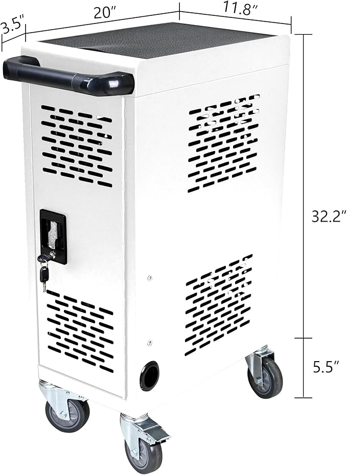 Laptop and Tablet Charging Cart, 16 Unit Device Mobile Charging Station for Chromebook, Tablet, Laptop, with Charging Port Screen Size Up to 16.3", Suitable for Office, Classroom, etc (Antique White)