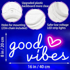 Blue Good Vibes Neon Signs for Wall Decor, Room Decor Aesthetic Good Vibes Neon Light Blue, USB Powered Game LED Sign for Bedroom, Gamer Light up Sign for Christmas Teen Boys Girls Men Cave