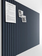 Bumusty Large Cork Board Alternative-47 x35 Felt Bulletin Board, with 30 Pushpins, 70 Adhesive Tabs, 12-Pack Slat Wall Paneling, Cork Boards for Office Push Pin Board Felt Board-Deep Charcoal Blue