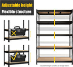PrimeZone 10 Pack Heavy Duty Storage Shelves - 47" W x 18" D x 71" H 5 Tier Adjustable Garage Storage Shelving, Metal Storage Utility Rack Shelf Unit for Warehouse Pantry Closet Kitchen, Black