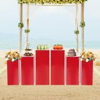 Eapmic Pedestal Stands for Party, Cake Pedestal Stand, Dessert Table Display Plinth Pillars, Sculpture Display Column Decoration Cube for Wedding Birthday (Red, Square-6Pcs(31.49"+25.59"+23.62"))