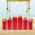 6pcs Metal Square Pedestal Stand, 23.6"/25.6"/31.5" Red Display Plinth Pillars for Party, Decorative Cube Sculpture Column, Tall Pedestal Cake Stands for Wedding Ceremony