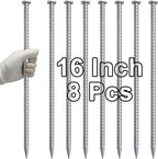 VVOKGO 16 Inch Rebar Stakes Metal Asphalt Anchoring Spikes Ground (8pcs), 1/2 Inch Diameter Galvanized Landscape Anchors Heavy Duty for Speed Bump, Handicap Threshold Ramps, Parking Limits Curb, Tarp