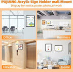 3 Pack 8.5x11 Acrylic Sign Holder Wall Mount with Framed Border, Peel & Stick Adhesive & 180° Flip Design - Single-Sided Clear Plastic Display for Menu, Poster, Flyer (Horizontal/Vertical) - Office, Home, Restaurant