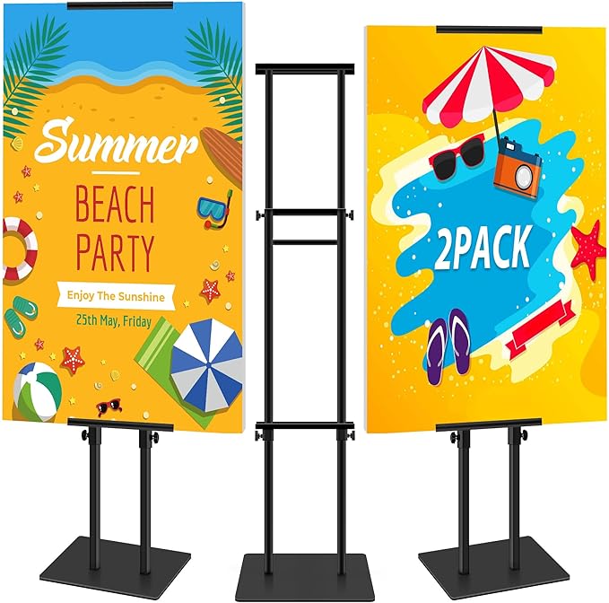 Poster Stand Heavy Duty - Adjustable Poster Board Stand Double-Sided Poster Stands for Display Foam Board Sign Stand Holder, Pedestal Sign Holder Floor Stand Height Up to 80 Inch, 2 Pack