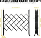 65.35"/W X 59.05" Folding Security Gate,U-Shape Single Folding Door Gate,Flexible Expanding Security Gate with 360° Wheels,Mobile Barricade Safety Barrier