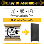 75" Kitchen Pantry Cabinet with Drawer, Metal Storage Cabinets with Doors and 4 Adjustable Shelves,Black Kitchen Cabinet with 2 Gold Handles,Food Cupboard for Livingroom,Pantry