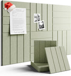 Felt Bulletin Board Tiles Large 36" x 24" Cork Board Alternative-6 Pack with 40 Adhesive Tabs, Thick Slat Wall Panels for Office Decor, Push Pin Board Wall Organizer Alternative - Sage