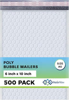 White Small Poly Bubble Mailers 6x10 inch #0 | Self Seal Padded Envelopes | Cushioned Bubble Mailer | Usable Size 6x9 | WaterProof | Lightweight mailing Shipping Bags | 500 Pack Bulk
