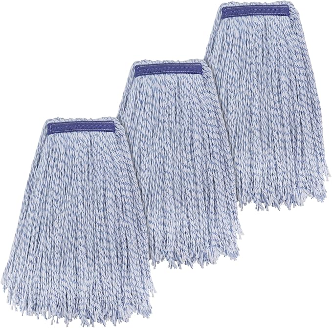 Commercial Heavy Duty Mop Heads Replacement for Rubbermaid: 3 Packs Industrial Wet Mop Head for Floor Cleaning - Cotton Commercial Products Wet Refills