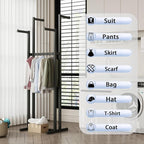 Black Clothes Racks with 4 Straight Arms, Metal Clothing Rack for Hanging Clothes, Freestanding Garment Rack Heavy Duty, 46" to 63" Adjustable Height Retail Clothing Rack for Boutiques Display