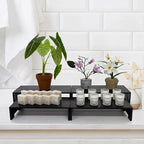 Large Display Riser Wood Risers Cupcake Stand 2 Tier Racks Decorative Rectangular, 2 Set 4 Piece Cologne Perfume Organizer Dessert Stands for Vendors Event Black