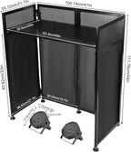 DJ Booth DJ Facade Table Station 82.7x44inch DJ Facade Booth Adjustable Height DJ Stand Foldable Metal Frame DJ Booth Panel DJ Controller Stand with 2LED 7Color Lights 2Scrims and Carrying Bag