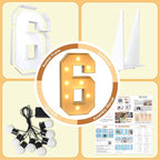 imprsv 3FT Marquee Numbers, Light Up Numbers for 16th 60th Birthday Decorations Anniversary Party Decor, Number 6 Light Up Number, Pre-Cut Foam Board Kit