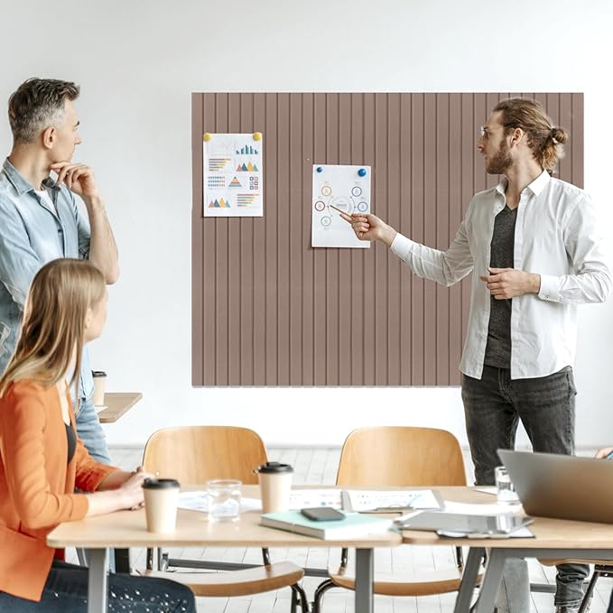 Large Felt Bulletin Board 47x47 Inch, 16pcs Peel and Stick Felt Wall Tiles Modern Push Pin Board for Wall Organization