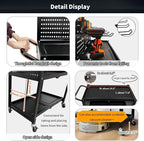Lumizone Foldable Tool Cart with Wheels Rolling Utility Service Cart with Pegboard for Power Tool Organization Garage Organizer Storage on Wheels Heavy Duty Folding Design (Tool Cart)