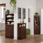 Dark Brown Storage Cabinet with Doors and Shelves - Farmhouse Kitchen Pantry Cabinet with Storage, Coffee Bar Station, Hutch Cupboard for Kitchen, Living Room, Home Office, Dining Room
