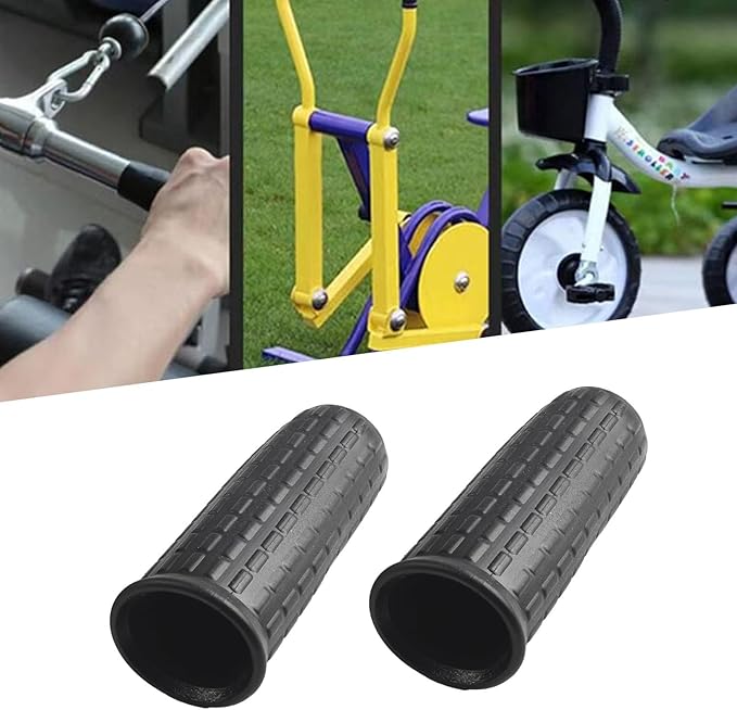 2Pcs Wheelbarrow Rubber Handles Replacement, Anti-slip Handle Grip Covers Weatherproof Handles Non-Slip Round Tubes for Garden Carts(122x32mm Black)