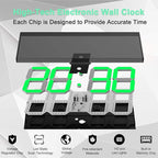 LED Large Digital Wall Clock, Oversize Wall Clock with 6” Numbers, Remote Control Count up/Countdown Timer Clock, Auto Dimmer, Big Calendar and Thermometer(Green)