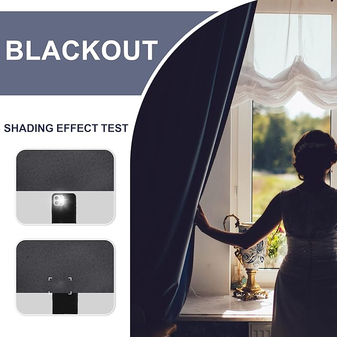 JIUZHEN Blackout Curtains for Bedroom - Thermal Insulated Room Darkening Rod Pocket Curtains for Living Room, Set of 2 Panels with Tiebacks, 42 x 84 Inch Length, Dark Grey