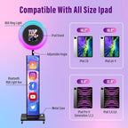JIYANG Portable Photo Booth Compatible with Ipad 10.2-13inch,Photo Booth Machine with CHACKTOK APP Control,Photobooth VIP,Music Sync,Free Custom Logo,Light Box Honeycomb Case(Black)