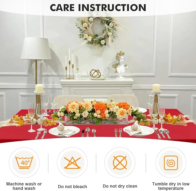 SEPARO 2 Pack 6 Ft Red Table Cover Fitted Rectangular Tablecloth Stretchable Fabric Table Cloth 6 ft Wrinkle-Free for Party Tradeshows Banquet Weddings Cocktail