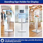 Sign Stand 8.5x11inch Pedestal Sign Holder Poster Stand 3Packs Adjustable Floor Standing Sign Holder with Heavy Duty Display Stand for Indoor Outdoor Business Store Sign Holders(Silver)