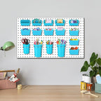 64 Pieces Pegboard Bins Pegboard Cups with Hooks and Loops Peg Hooks Assortment Organizer Accessory for Organizing Accessories Tools Storage Office Workshop Garage Workbench (Blue)