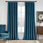 MIULEE Velvet Curtains 84 Inches Long 2 Panels Set for Bedroom, Pinch Pleat Back Tab Luxury Thermal Insulated Living Room Darkening Drapes Pleated Blackout Window Curtains with Hooks, Peacock Blue