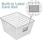 【Extra Large】 Wire Handmade Basket 4 Packs, Kitchen Bathroom Storage, Household Goods Storage, Wardrobe Basket,Silver