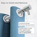 Curtain Rods for Windows 16 to 144 Inches Adjustable Length 1 Inch Diameter Window Curtain Rod with Aluminium End Cap, Silver Gray