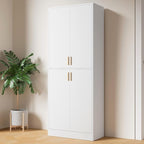 Cozy Castle Kitchen Pantry Cabinet, 71" Tall Wood Storage Cabinet with Doors and Shelves 4 Doors Freestanding Cupboard for Dining Room Living Room Bathroom Furniture, White