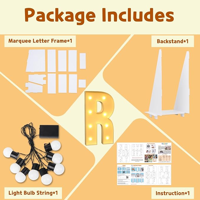 imprsv 3FT Marquee Letters, Mosaic Light Up Letters for Birthday Baby Shower Wedding Engagement Party Backdrop Decor, Large Marquee R for Party Decorations