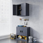 Metal Garage Cabinet, Storage Cabinets, Floating Garage Tool Cabinet with 2 Doors and Adjustable Storage Shelves, Heavy-Duty Tool Organizer for Warehouse, Basement, Kitchen