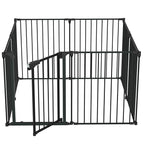 Bonnlo 188'' Wide Baby Gate Playpen 8 Panel Adjustable Play Yard Metal Dog Gate with Door Fireplace Christmas Tree Fence for Pet/Child/Toddler