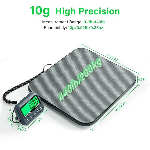 Digital Postal Scale 440lb,High Accuracy 0.35oz Shipping Scale for Packages with Hold/Tare/Count,Commercial Package Scale for Small Business,Postage Scales for Shipping Packages/Luggage,Grey