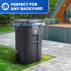 50 Gallon Trash Can, Gray Outdoor Garbage Can, Large Outside Trash Bin, Rolling Commercial Container, Outdoor Trash Can with Lid and Wheels for Back of House, Office, Warehouse, Garage