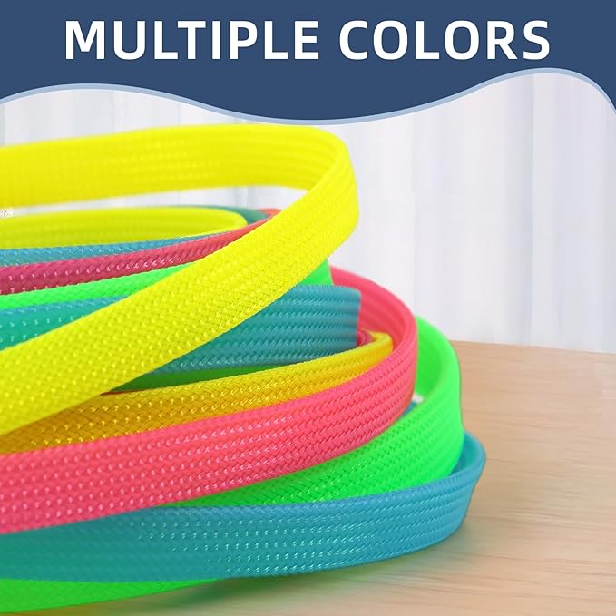 Braided Expandable Cable Sleeve, PET Wire Loom, Flexible Mesh Sleeving Cord Management for TV, Computer, Home Theater, Automotive, Protect Cat from Chewing Cords (Green, 1/8" x 25ft)