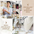 6 Pcs Necklace Display Stand Necklace Holder Jewelry Bust Display Stands for Selling Home Store Trade Shows Photography Props Retail(Beige,Velvet)
