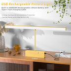 Lightbiz Picture Light, 20inch 6000mAh Rechargeable Picture Lights for Wall Battery Operated Wall Lights with Remote, 3 Colors Paintings Light Dimmable Art Light for Artwork, Gallery (Gold)