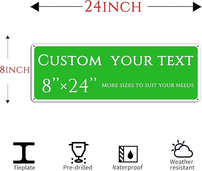 Custom Sign, Custom Indoor/Outdoor Decorative Sign，Aluminum Weatherproof Metal Sign Multiple Sizes, Reflective double-sided, Business, Workplace, office, Home, Delivery Signs(8 * 24 Inch)