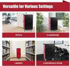 16 Bay Mobile School Charging Cart Station, Black Cart for Chromebook/Tablet/Laptop, with Power Strip, Lockable Doors, 2 Locking Casters & Ventilated Panels, 20" W×12.23" D×34.06" H