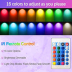 GU10 16-Color RGB Track Lighting Heads (12-Pack GU10) – IR Remote Control Color-Changing Ambient Lights, Perfect for Living Room, Home Parties, Nightclubs and Bars