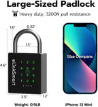 eLinkSmart Heavy Duty Smart Padlock with Key, Pad Lock with Code Keypad, Weatherproof Bluetooth RFID Keyless Electronic Digital Combination Lock for Gate Outdoor Fence Storage Unit Locker Shed Pool