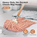 Matthew Cleaning Screw-on Heavy Duty Cotton Wet Mop Replacement Heads(Orange, Medium,6 Pack) with 2 Pack Microfiber Cloth for Residential & Commercial Floor Cleaning Use- Fit Standard American Screw